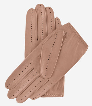 Alessa (beige) - Classic Italian lambskin leather driving gloves - Glamourous Grace
