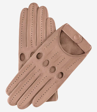 Alessa (beige) - Classic Italian lambskin leather driving gloves - Glamourous Grace