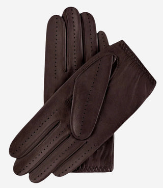 Alessa (darkbrown) - Classic Italian lambskin leather driving gloves - Glamourous Grace