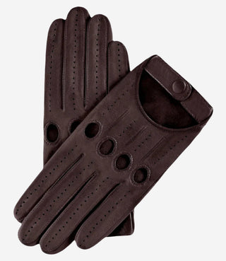 Alessa (darkbrown) - Classic Italian lambskin leather driving gloves - Glamourous Grace
