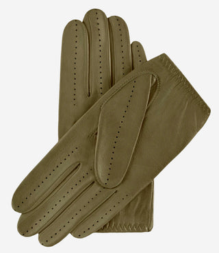 Alessa (olive) - Classic Italian lambskin leather driving gloves - Glamourous Grace