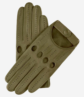 Alessa (olive) - Classic Italian lambskin leather driving gloves - Glamourous Grace