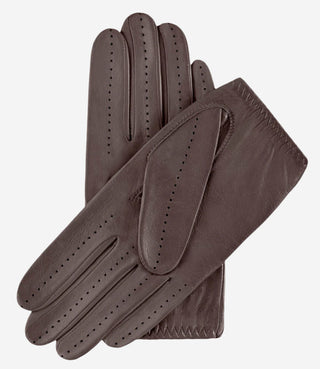 Alessa (Taupe) - Classic Italian lambskin leather driving gloves - Glamourous Grace