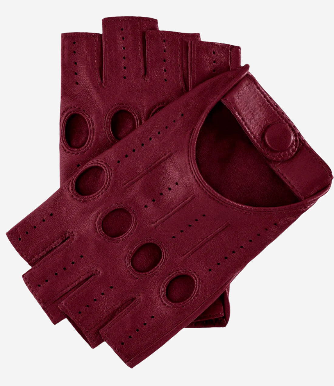Rossana (berry) - Italian fingerless lambskin leather driving gloves - Glamourous Grace