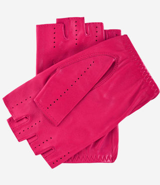 Rossana (fuschia) - Italian fingerless lambskin leather driving gloves - Glamourous Grace