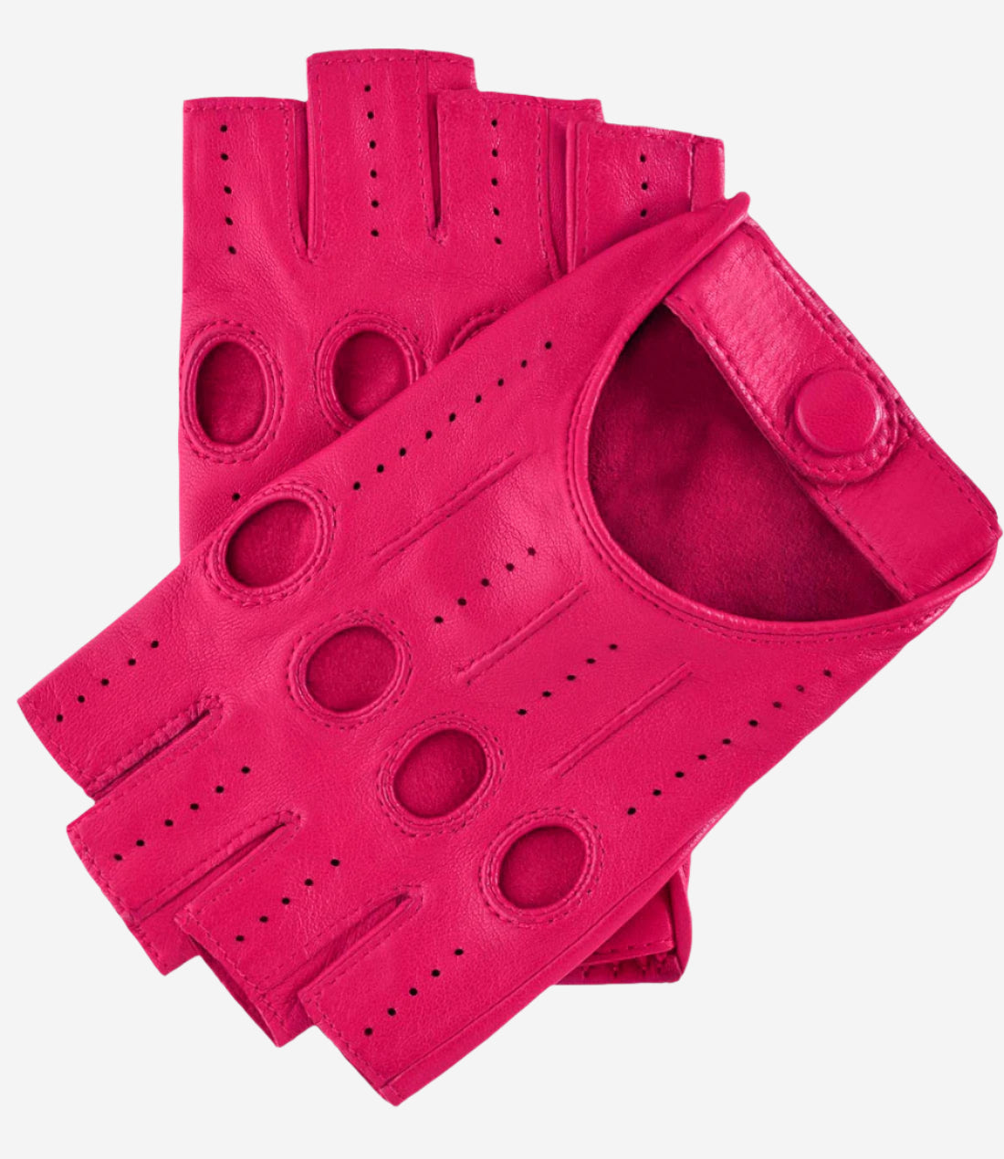 Rossana (fuschia) - Italian fingerless lambskin leather driving gloves - Glamourous Grace
