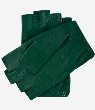 Rossana (hunter) - Italian fingerless lambskin leather driving gloves - Glamourous Grace