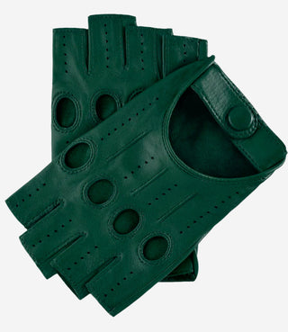 Rossana (hunter) - Italian fingerless lambskin leather driving gloves - Glamourous Grace