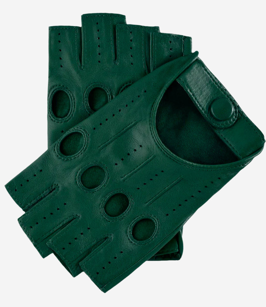 Rossana (hunter) - Italian fingerless lambskin leather driving gloves - Glamourous Grace