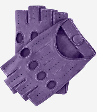 Rossana (lilac) - Italian fingerless lambskin leather driving gloves - Glamourous Grace