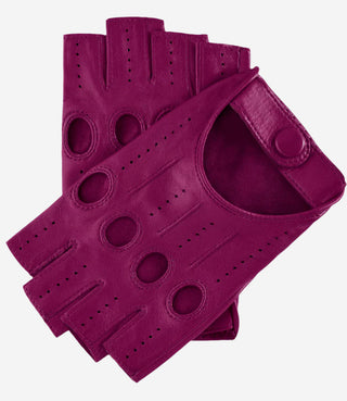 Rossana (magenta) - Italian fingerless lambskin leather driving gloves - Glamourous Grace