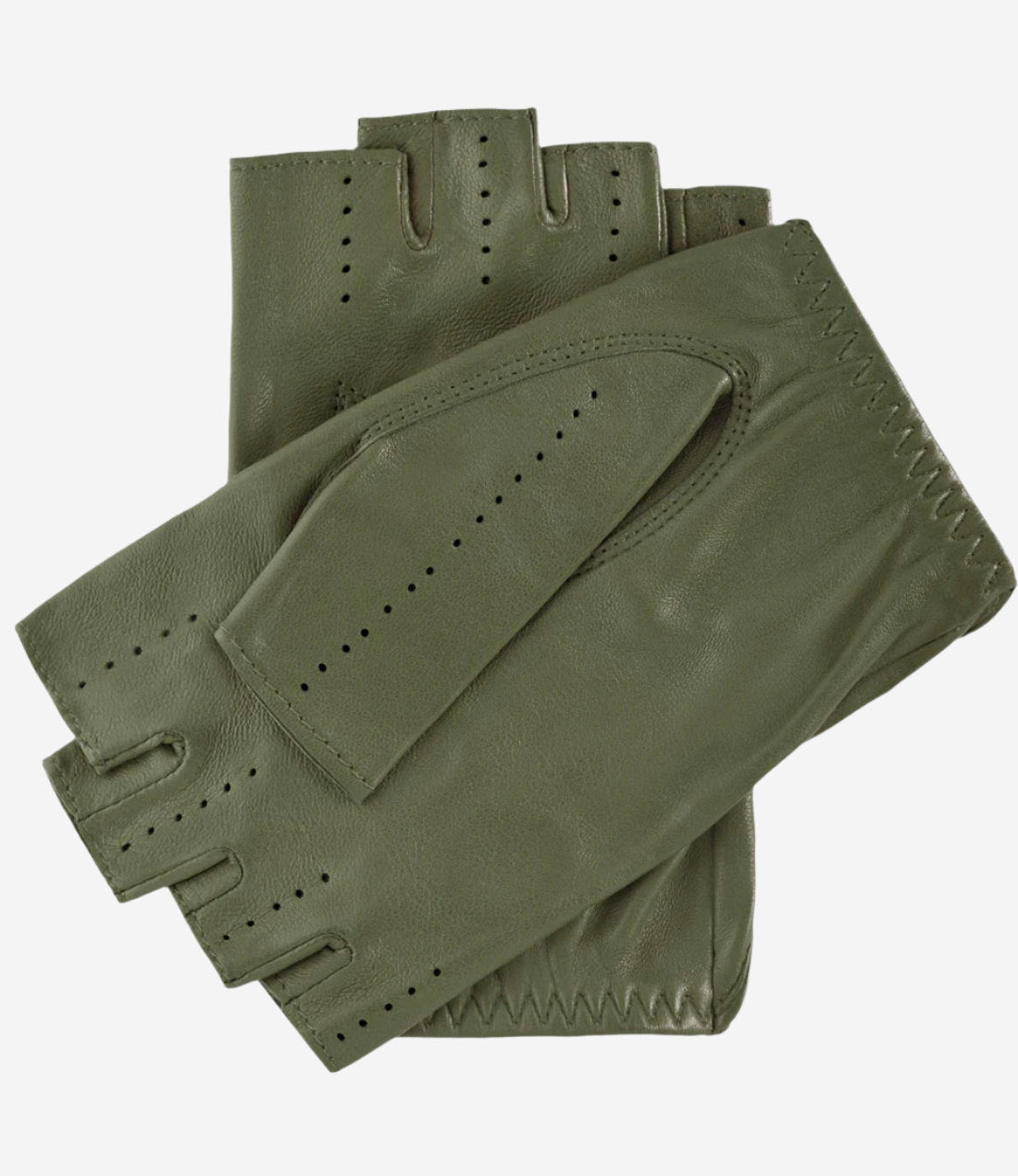 Rossana (olive) - Italian fingerless lambskin leather driving gloves - Glamourous Grace