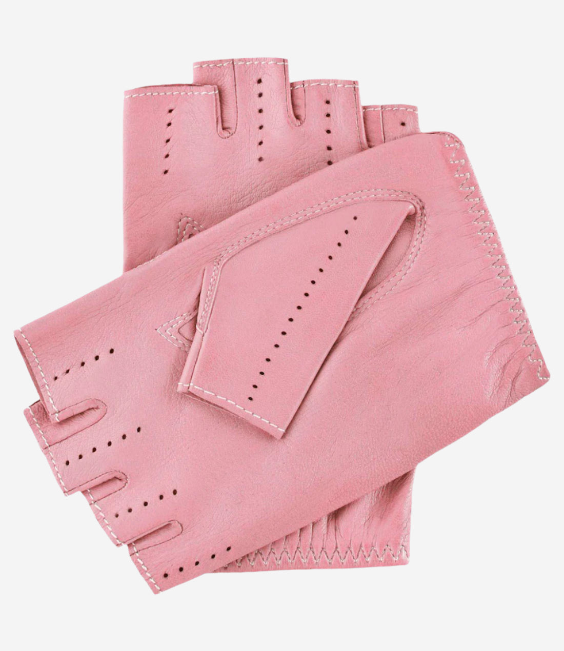 Rossana (pink) - Italian fingerless lambskin leather driving gloves - Glamourous Grace