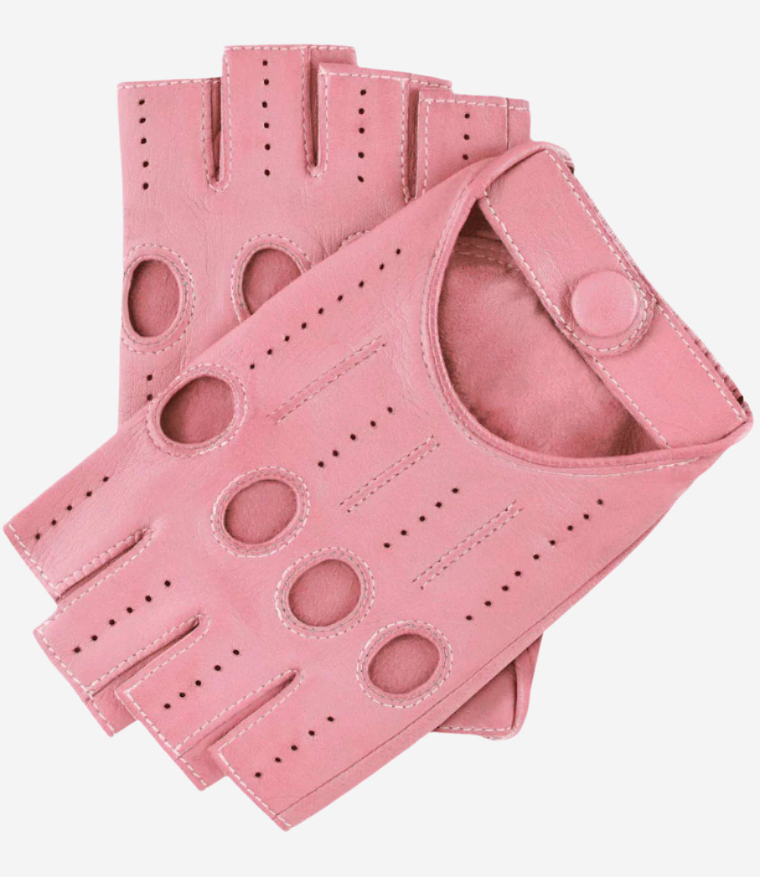 Rossana (pink) - Italian fingerless lambskin leather driving gloves - Glamourous Grace