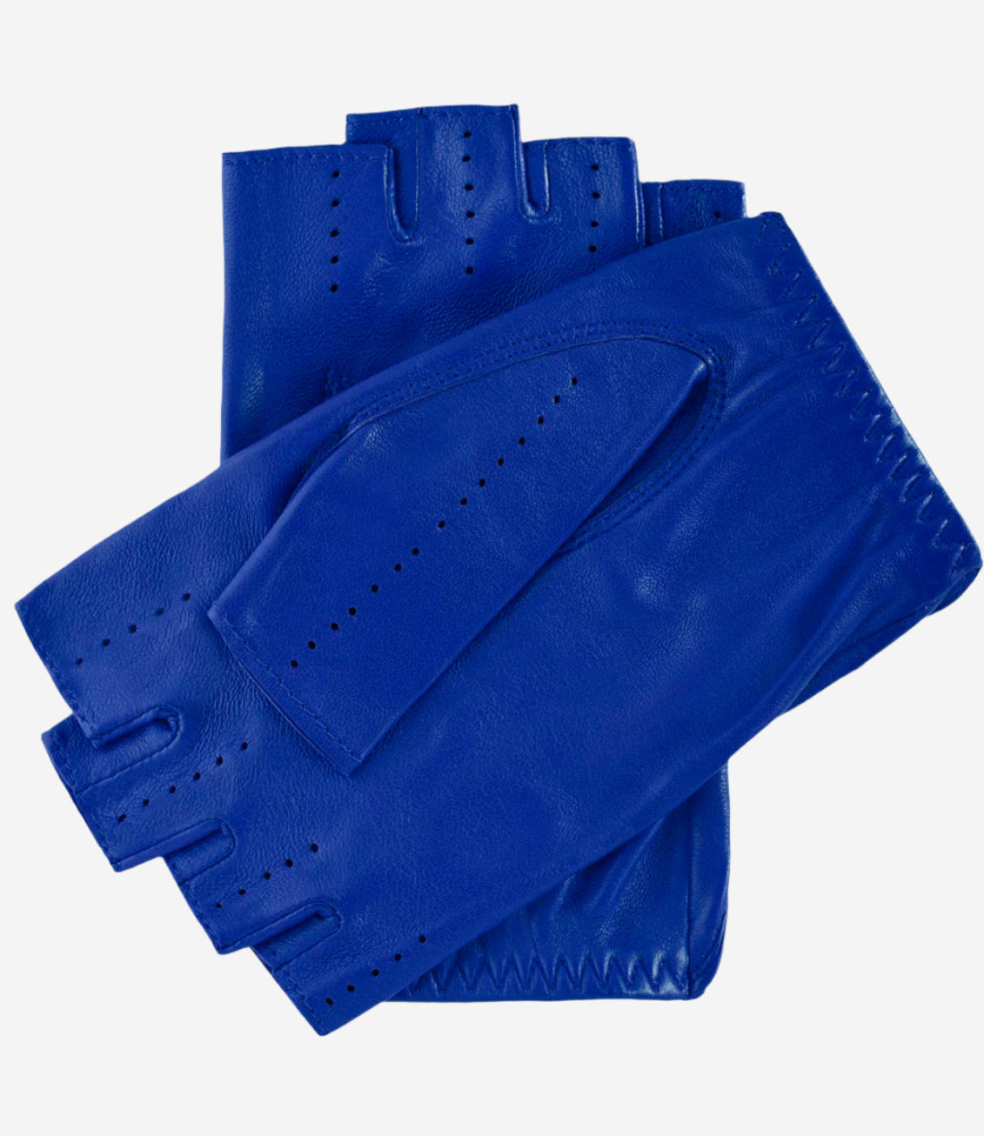 Rossana (rylblue) - Italian fingerless lambskin leather driving gloves - Glamourous Grace