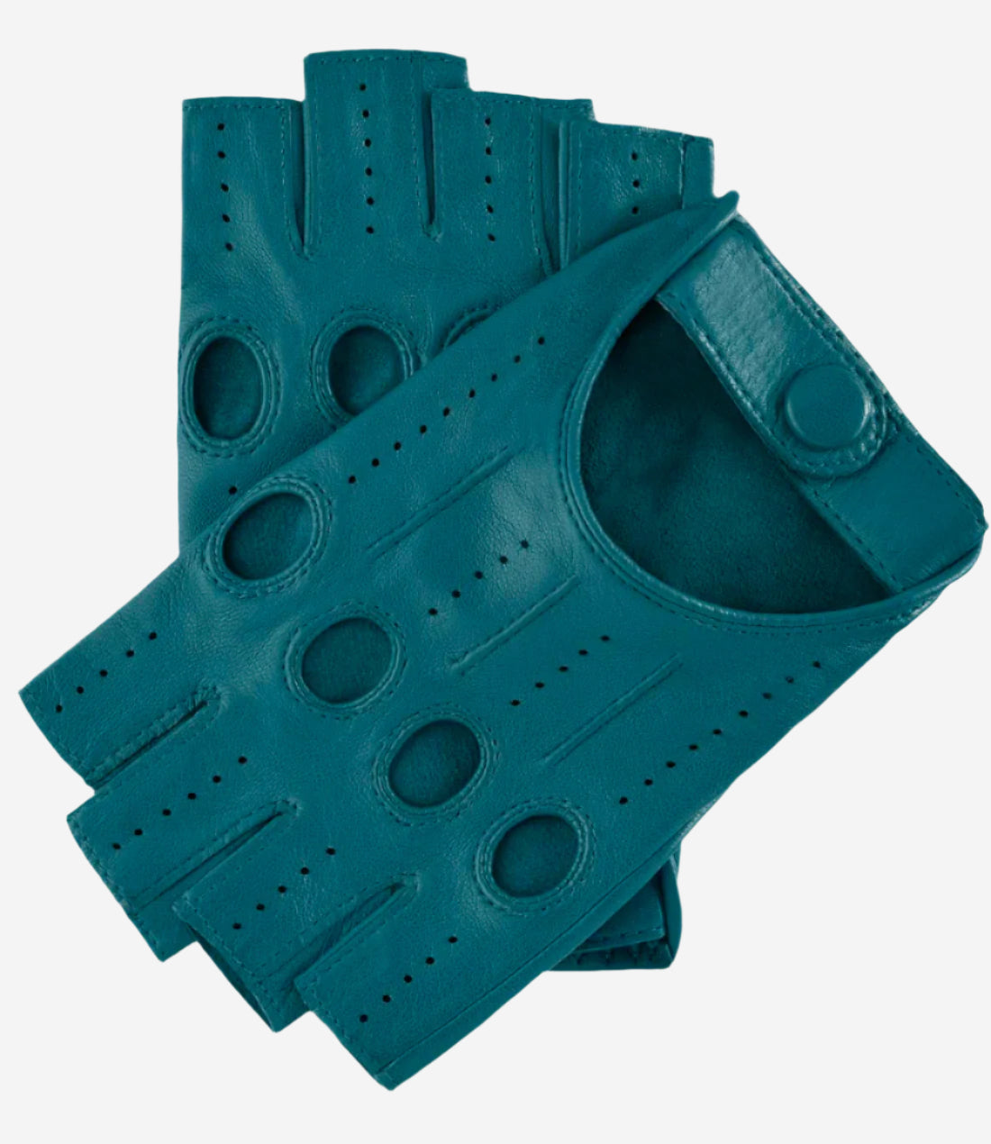 Rossana (sage) - Italian fingerless lambskin leather driving gloves - Glamourous Grace