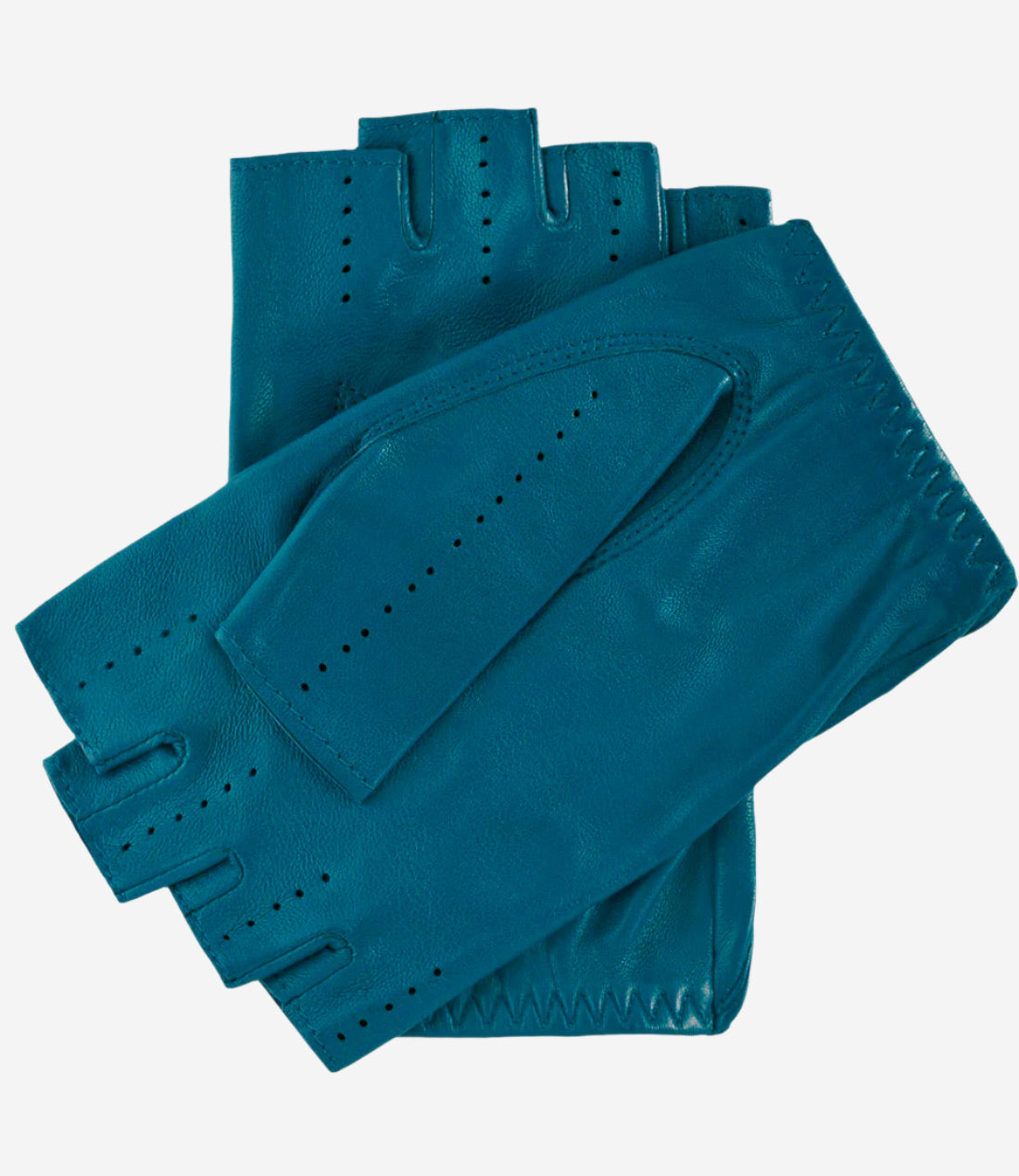 Rossana (turquoise) - Italian fingerless lambskin leather driving gloves - Glamourous Grace