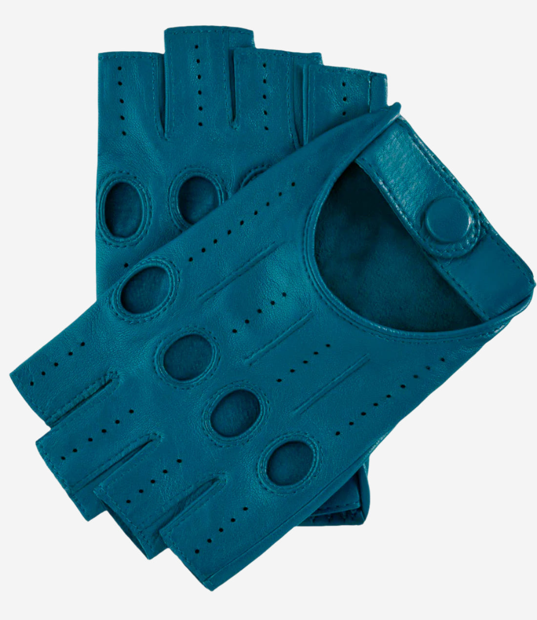 Rossana (turquoise) - Italian fingerless lambskin leather driving gloves - Glamourous Grace