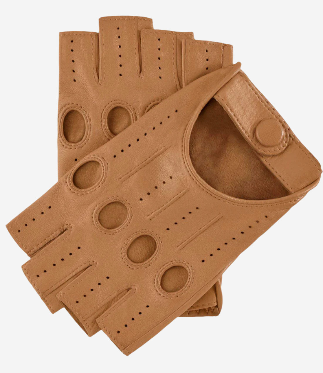 Rossana (vac) - Italian fingerless lambskin leather driving gloves - Glamourous Grace