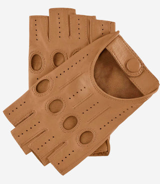 Rossana (vac) - Italian fingerless lambskin leather driving gloves - Glamourous Grace