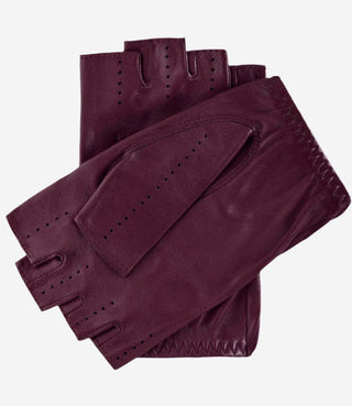 Rossana (magenta) - Italian fingerless lambskin leather driving gloves - Glamourous Grace