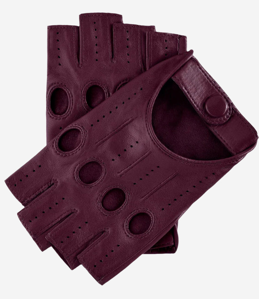 Rossana (xb) - Italian fingerless lambskin leather driving gloves - Glamourous Grace