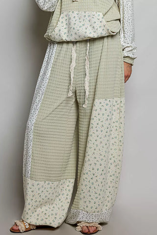 POL Patchwork Mixed Knit Wide Leg Pants - Glamourous Grace
