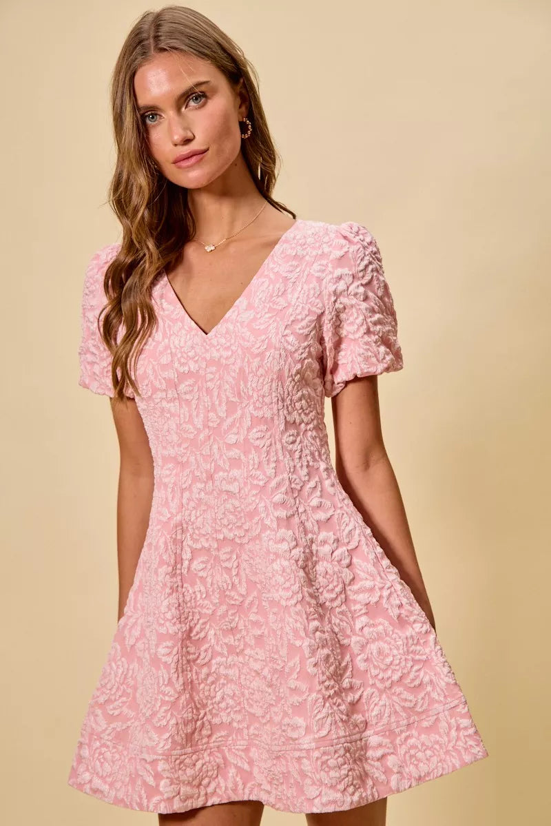 SO ME Floral Jacquard Fit And Flare Daily Mini Dress (M) - Glamourous Grace