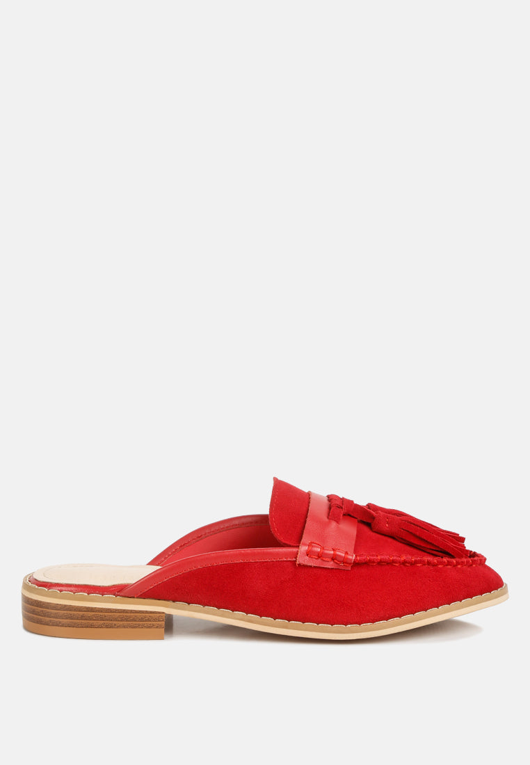 Edmanda Tassle Detail Leather Mules - Glamourous Grace