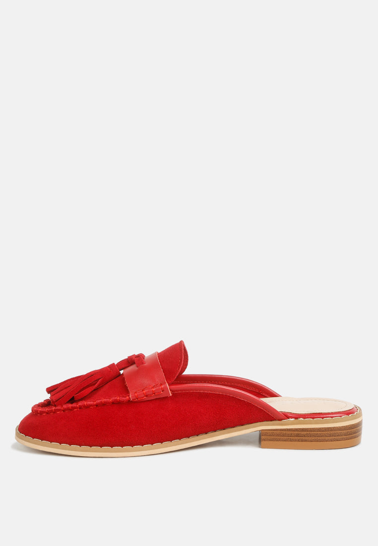 Edmanda Tassle Detail Leather Mules - Glamourous Grace
