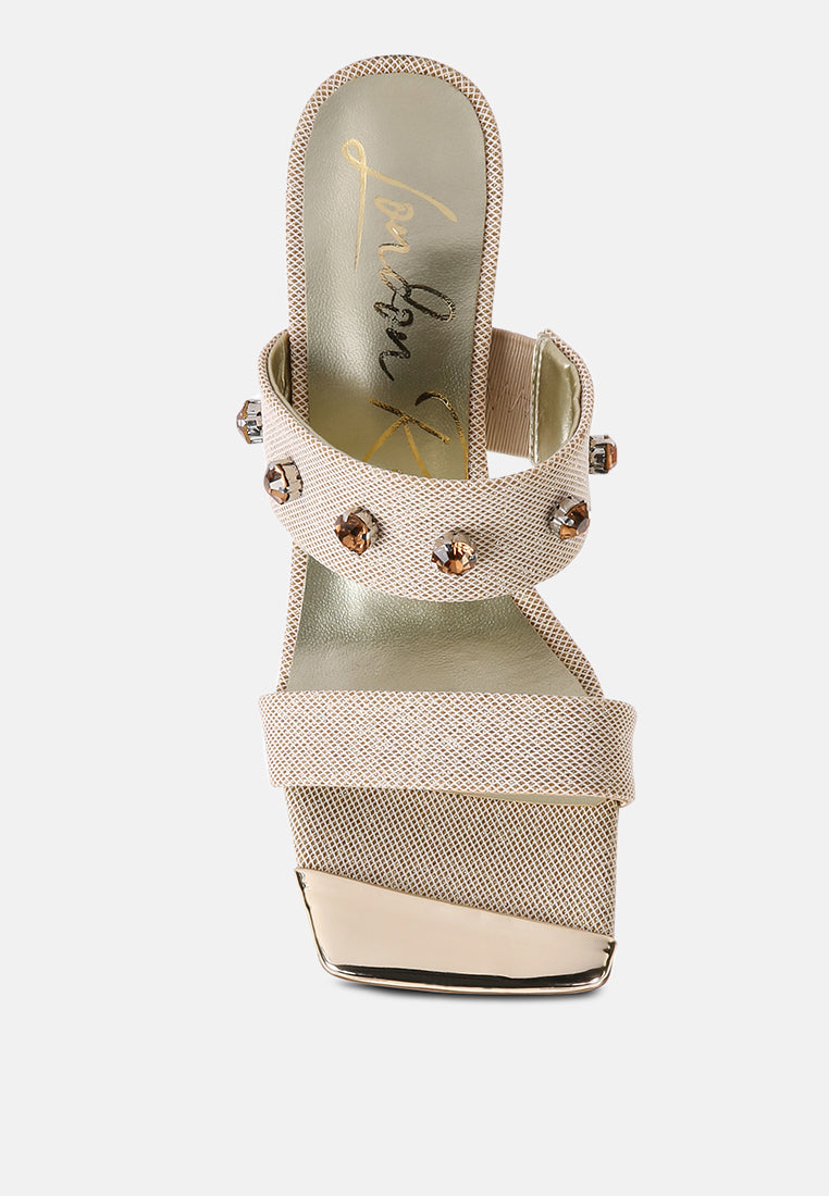 Edm Queen Diamante Embellished Glitter Sandals - Glamourous Grace