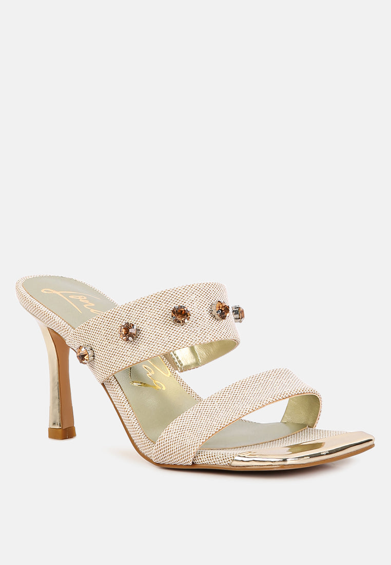 Edm Queen Diamante Embellished Glitter Sandals - Glamourous Grace