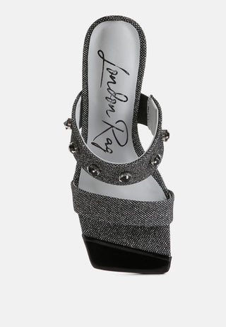 Edm Queen Diamante Embellished Glitter Sandals - Glamourous Grace