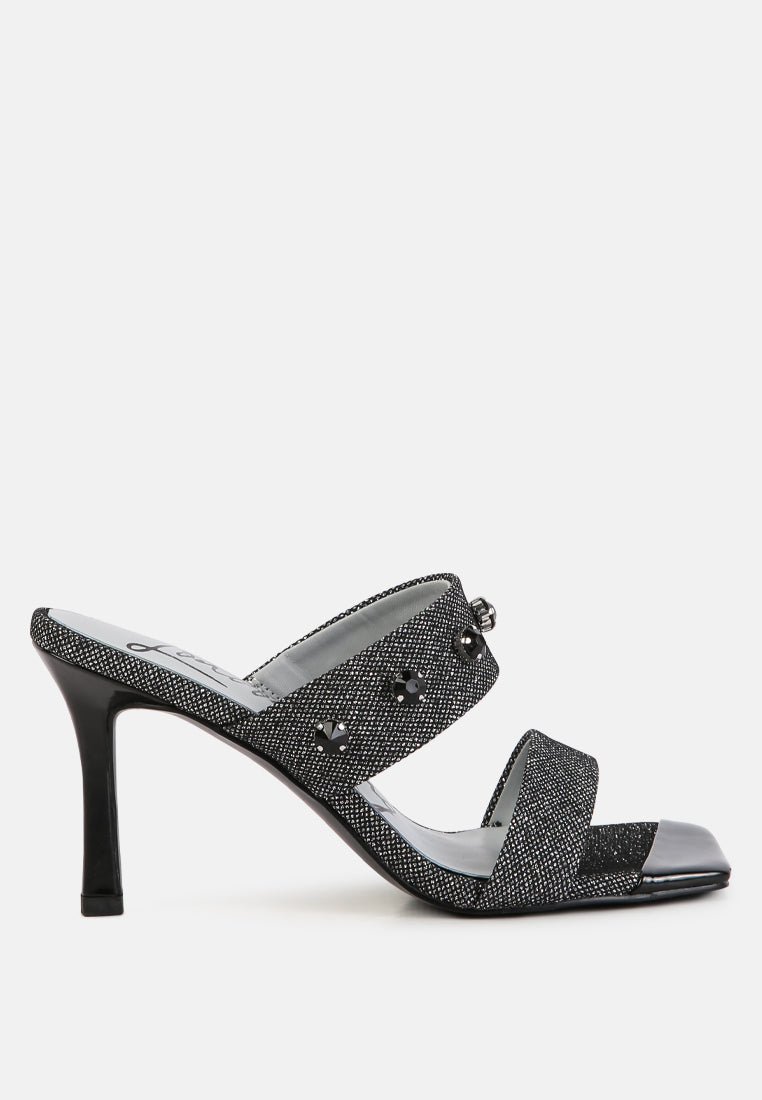 Edm Queen Diamante Embellished Glitter Sandals - Glamourous Grace