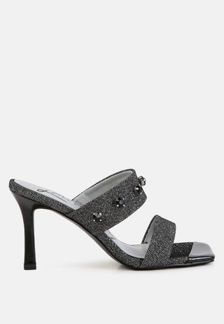 Edm Queen Diamante Embellished Glitter Sandals - Glamourous Grace