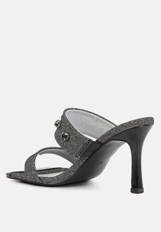 Edm Queen Diamante Embellished Glitter Sandals - Glamourous Grace