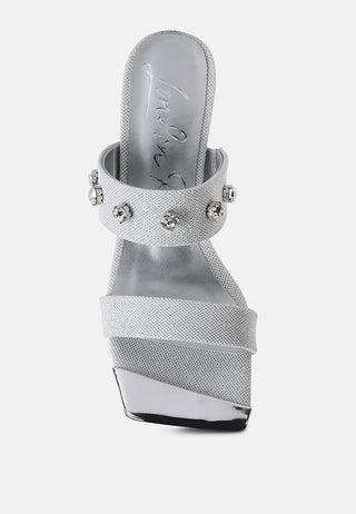 Edm Queen Diamante Embellished Glitter Sandals - Glamourous Grace