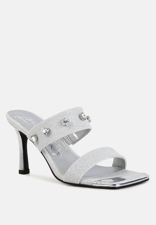 Edm Queen Diamante Embellished Glitter Sandals - Glamourous Grace