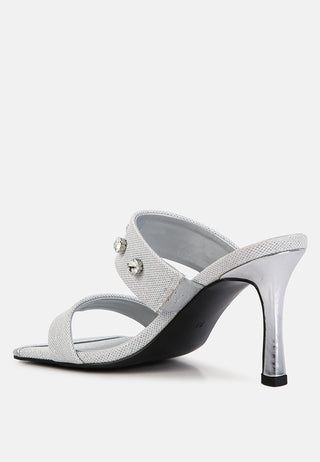 Edm Queen Diamante Embellished Glitter Sandals - Glamourous Grace