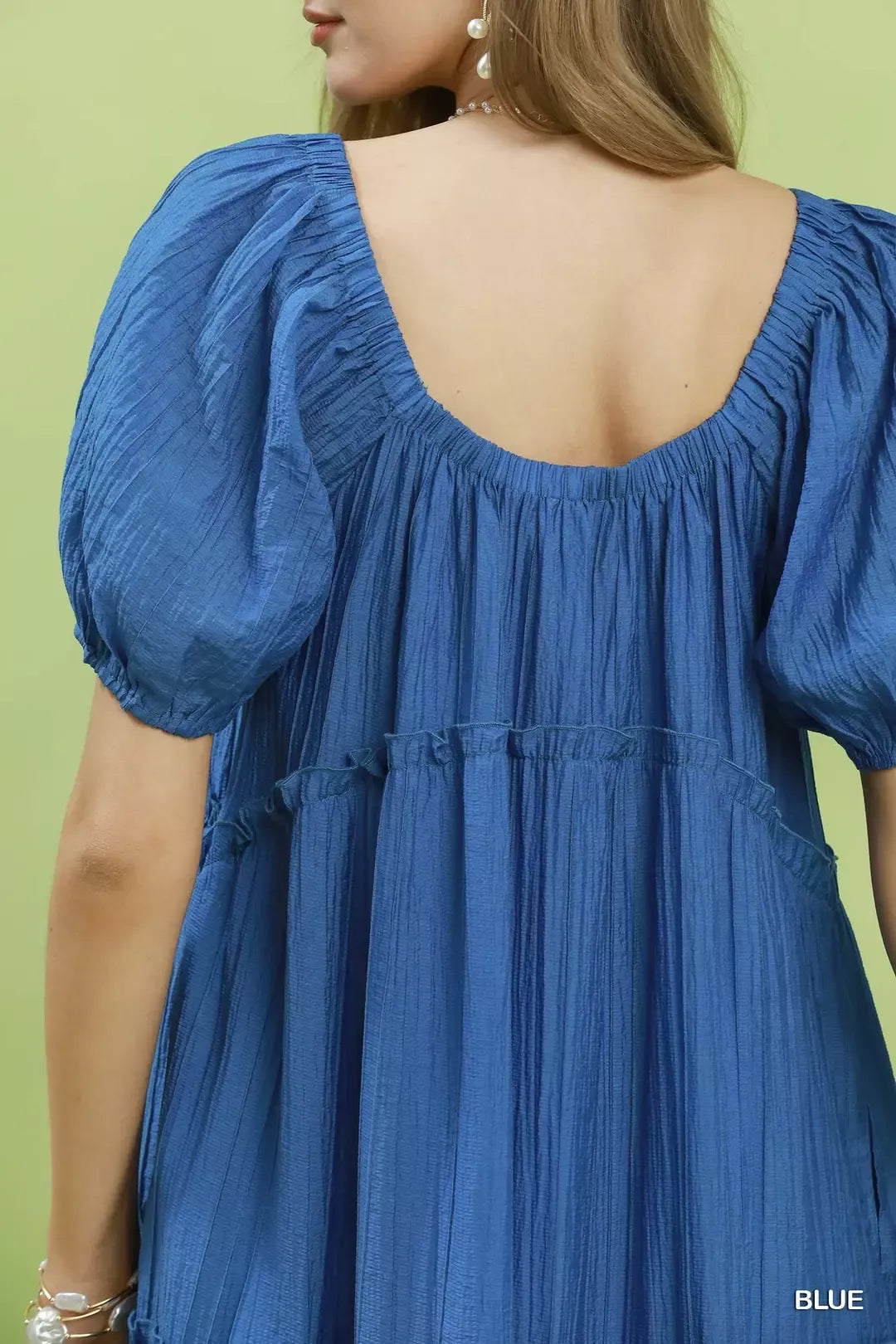 Umgee Textured Tiered Midi Dress in Blue - Glamourous Grace
