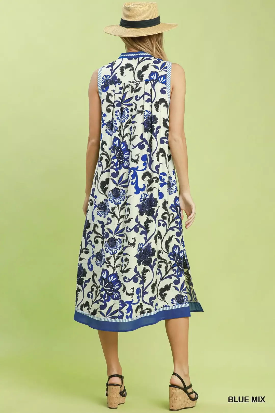 Umgee Floral Scroll Sleeveless Midi Dress - Glamourous Grace