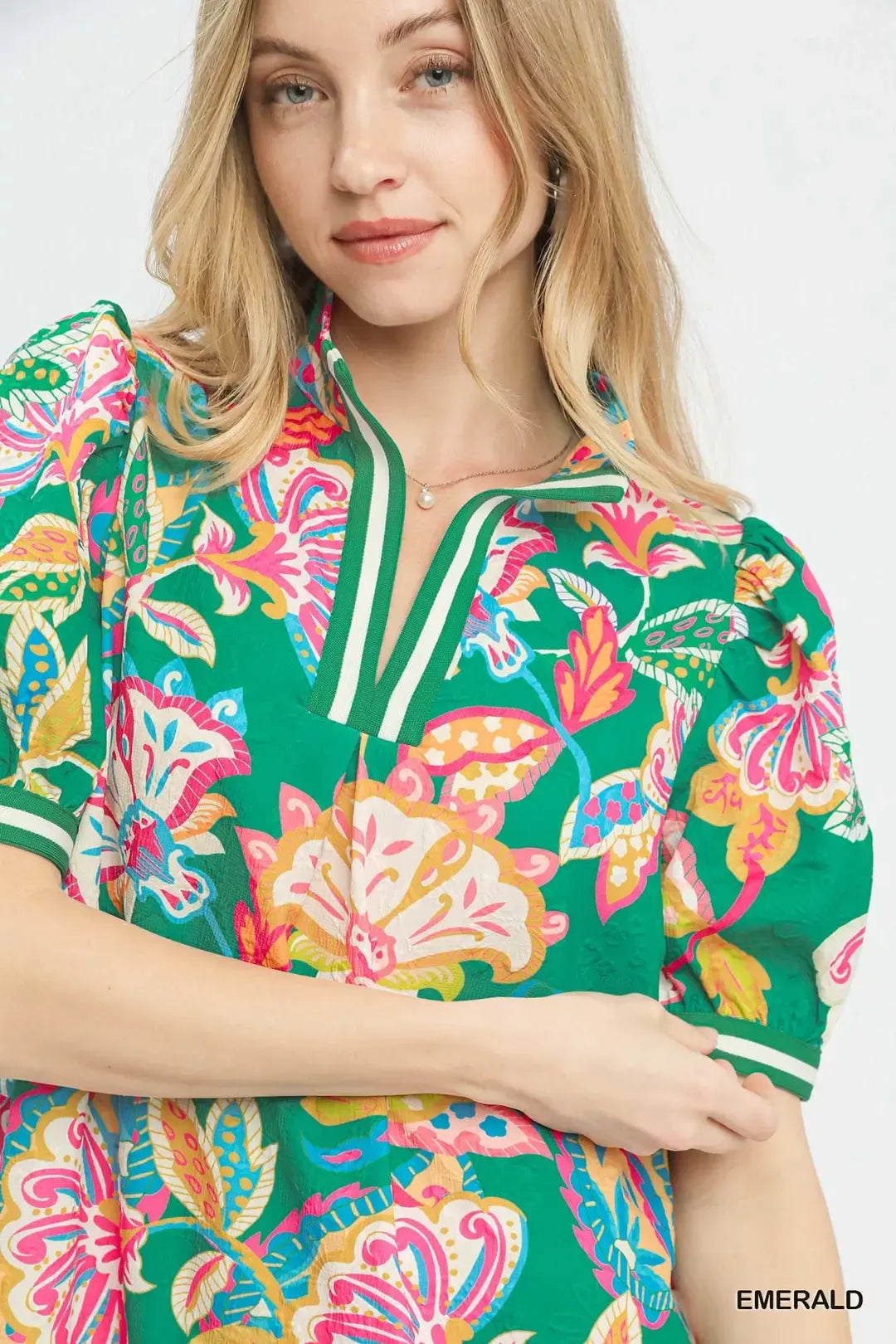 Umgee Jacquard Paisley Print Puff Sleeve Tunic Dress - Glamourous Grace