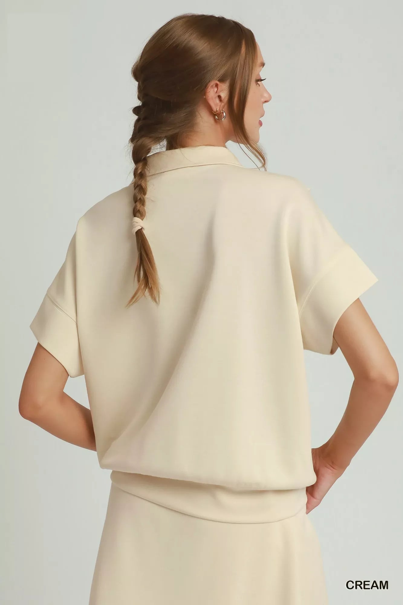 Umgee Ruffle Quarter Zip Short Sleeve Top - Glamourous Grace