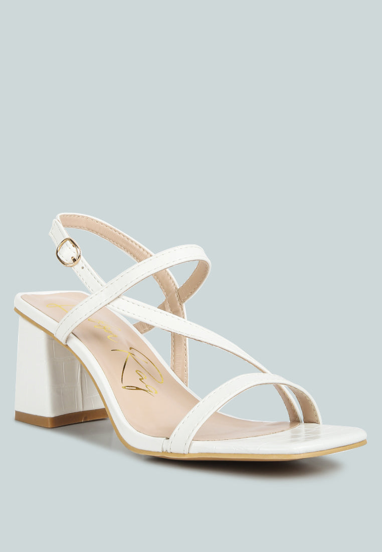 Effieo Croc Texture Block Heel Sandals - Glamourous Grace