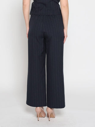 Elastic back straight fit casual pants