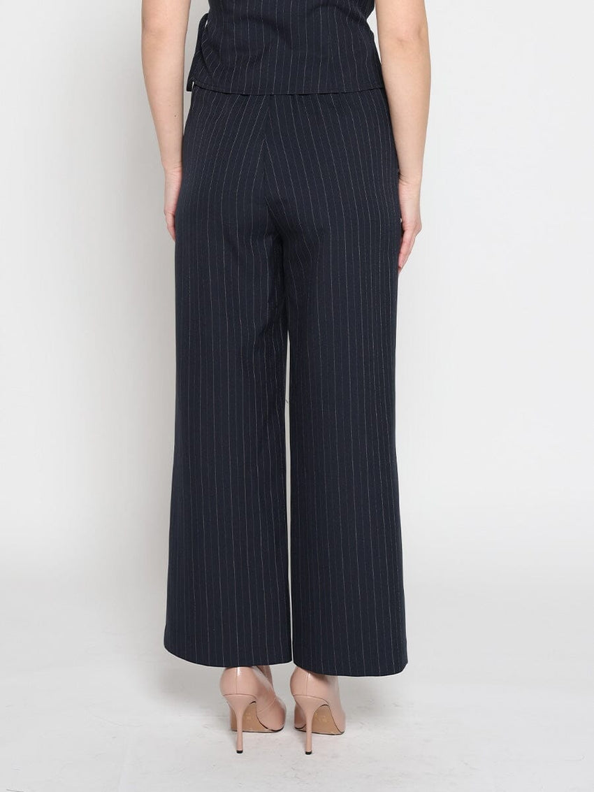 Elastic back straight fit casual pants