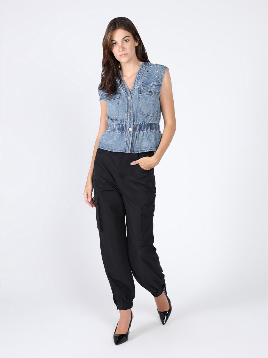 Elastic waist Denim Vest - Glamourous Grace