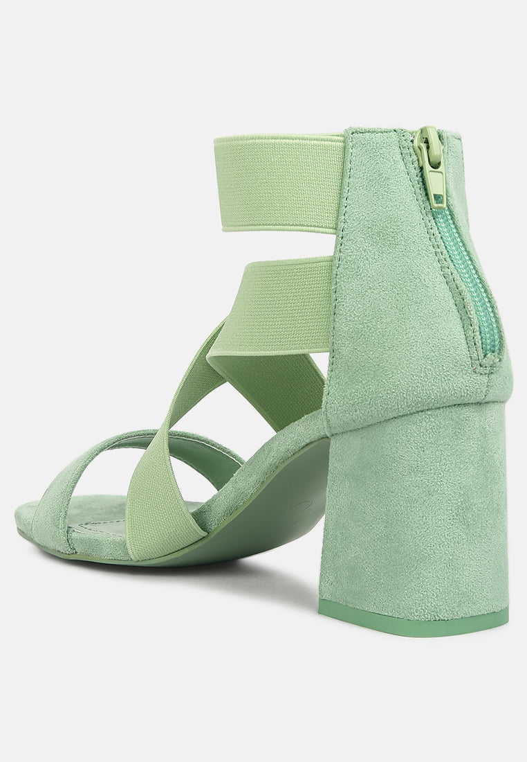 Berries Elastic Strappy Block Heel Sandals - Glamourous Grace