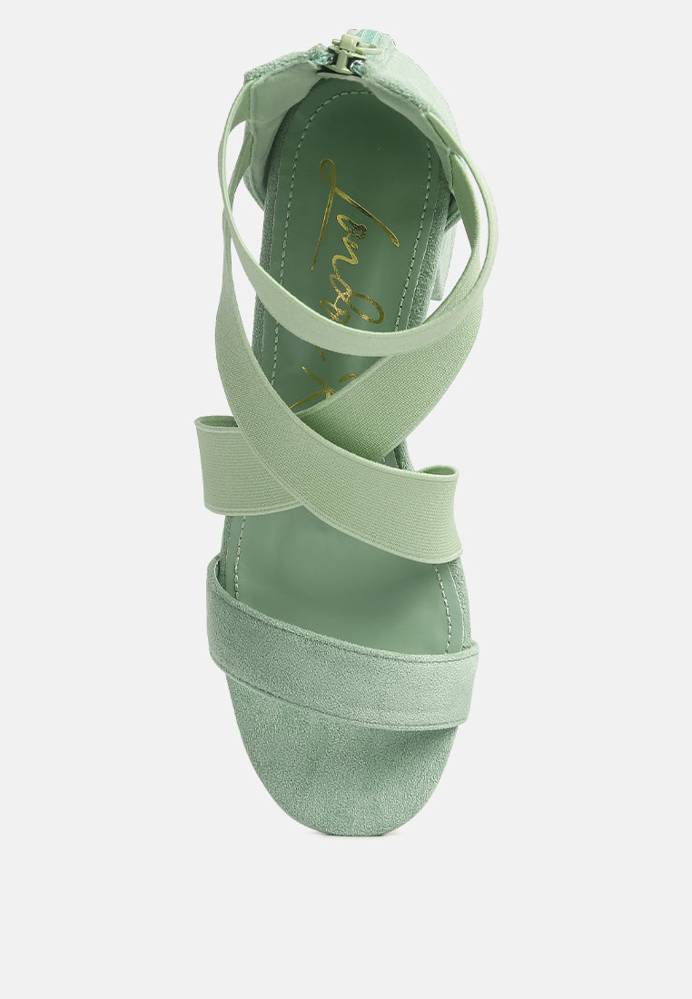 Berries Elastic Strappy Block Heel Sandals - Glamourous Grace