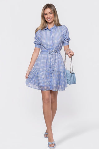 Elisa Dress 36" (White/Blue)